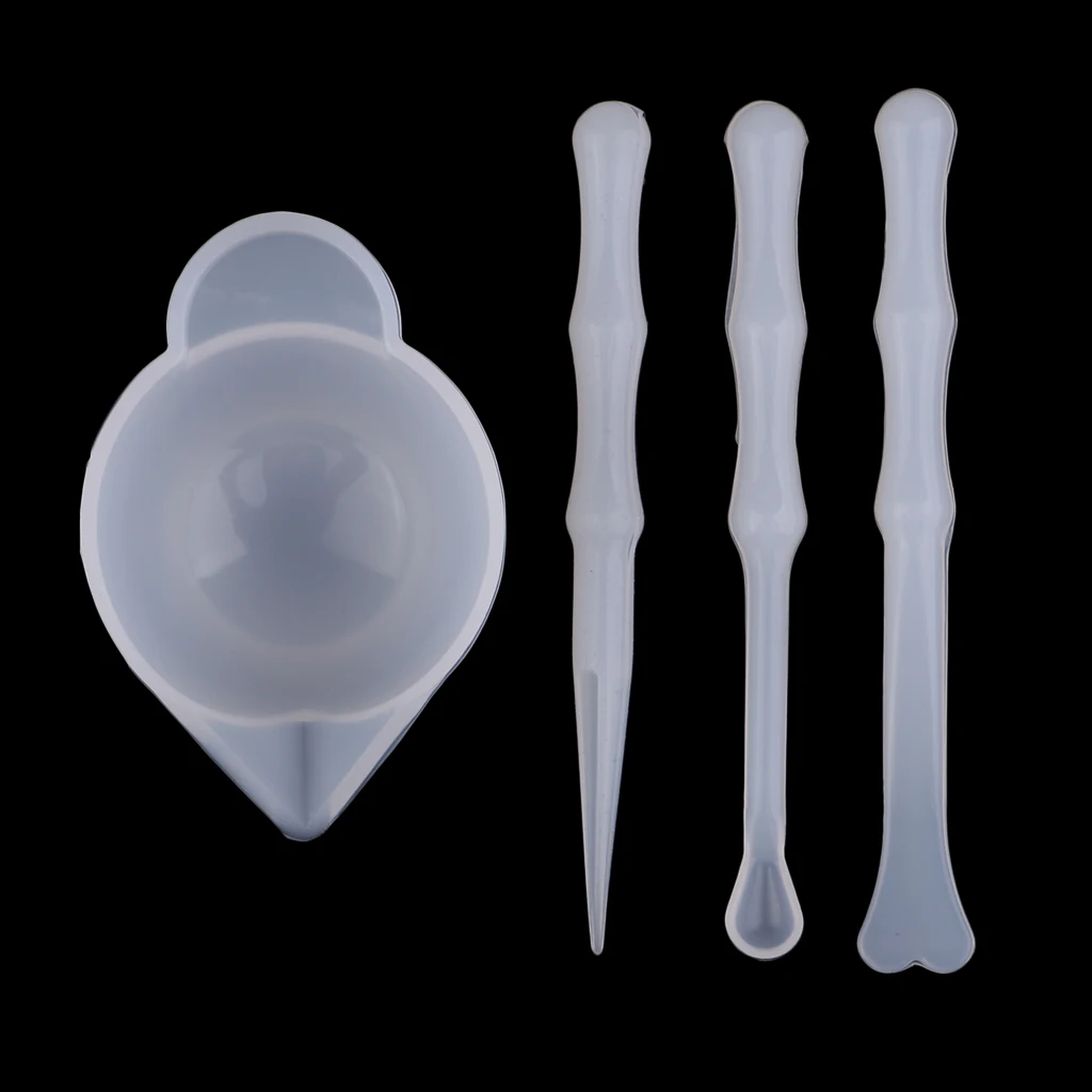 4 Pack Silicone Mold Cup Dispenser and Assorted Stirrers DIY Epoxy Resin Jewelry Making Tool Accessories Color Modulation