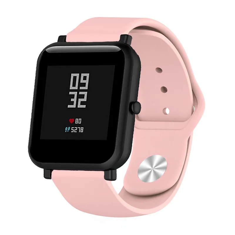 Силиконовый браслет для Xiaomi Huami Amazfit Bip BIT Lite ремешок часы для galaxy Watch 42 мм gear sport/GTS Ремешок Браслет - Color: Pink