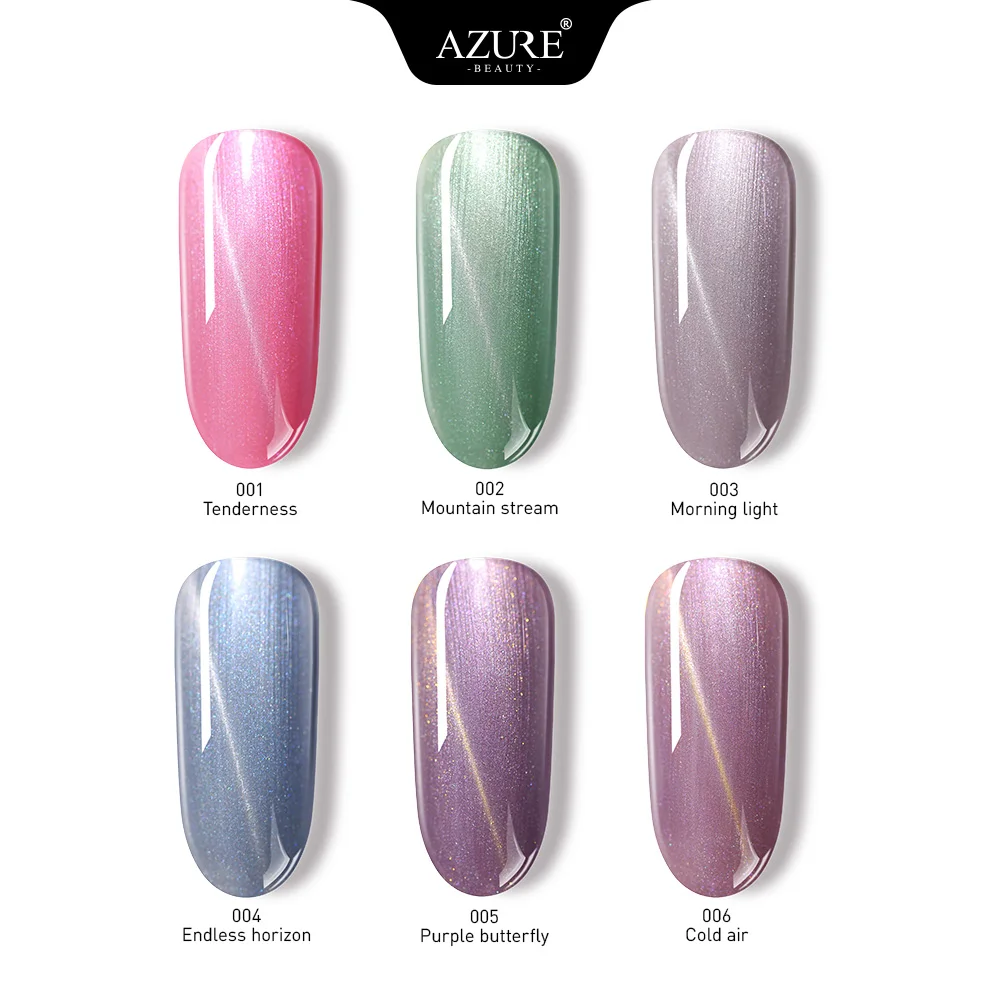 Azure Beauty 6 шт./лот Русалка кошачьи глаза УФ гель для ногтей наборы впитывающий
