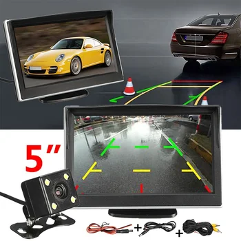 

HD LCD Universal Car Monitor 5 Inch TFT Display Desktop / Mirror 5'' Video PAL/NTSC Auto Parking Rearview Backup Camera Sensor