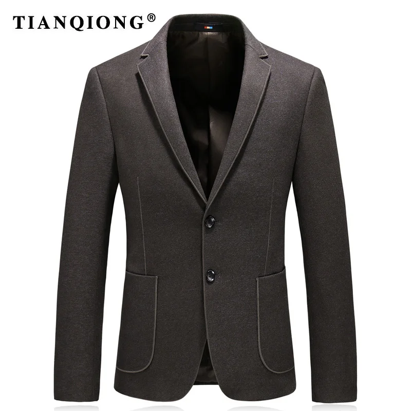 TIAN QIONG мужской костюм с блейзером, приталенная шерстяная куртка, повседневные темно-синие мужские блейзеры, однобортное пальто с двумя пуговицами для мужчин - Цвет: 8126