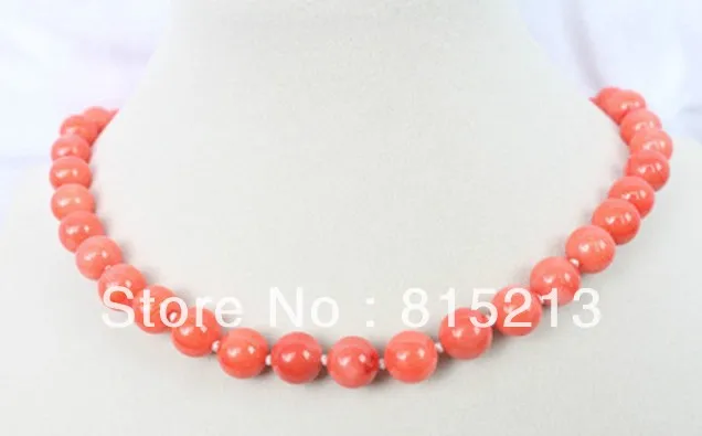 

ddh0037 natural 18" 8 mm southsea charming orange pink coral necklace