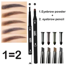 1pcs Natural Double-end Black Brown Eyebrow Powder+ Eyebrow Pencils Dual-use Waterproof Eye Brow Make Up Cosmetics