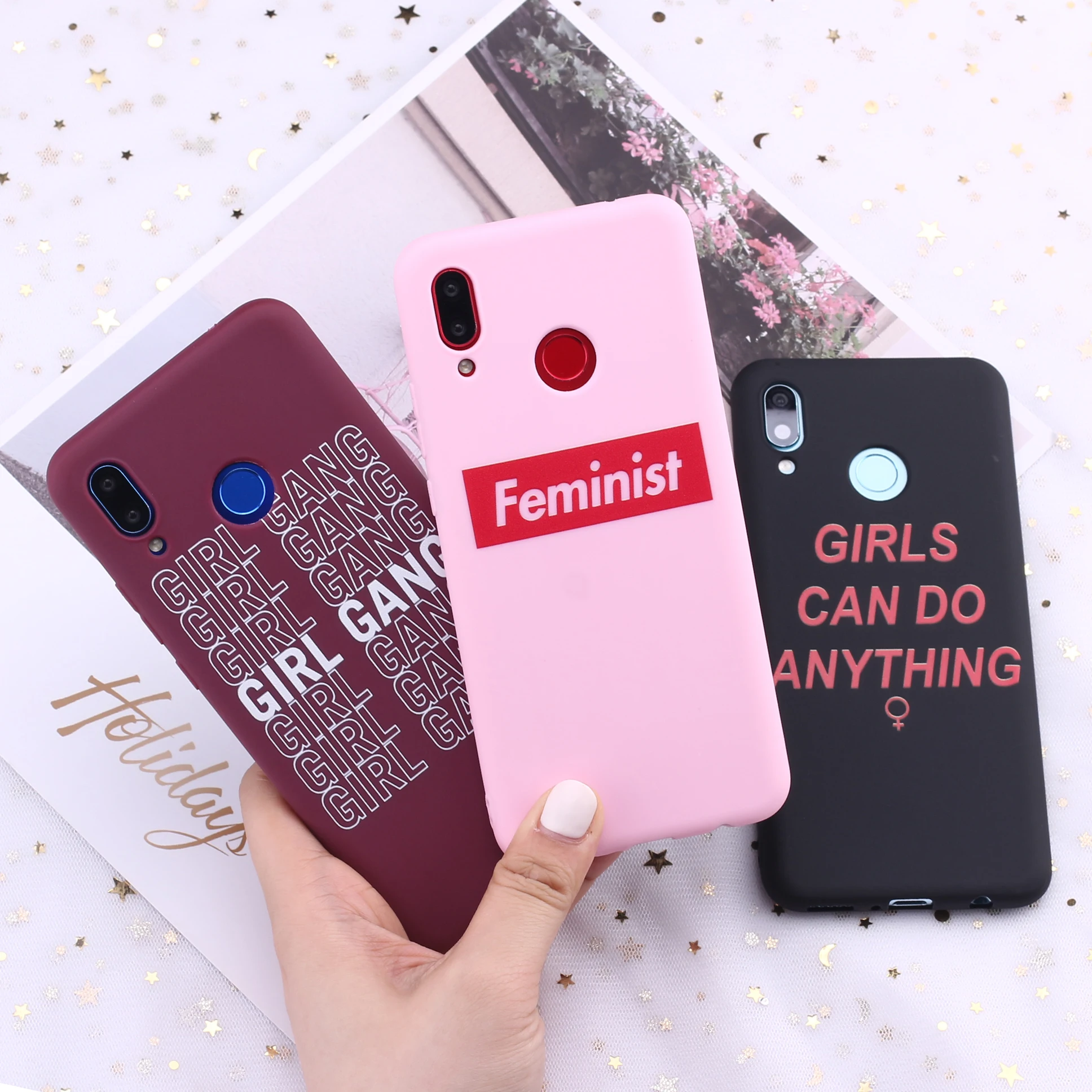 

For Xiaomi Mi Redmi Note 5 6 7 8 9 lite Pro Plus Girls Feminist Girl Gang Candy Silicone Phone Case Cover Capa Fundas Coque