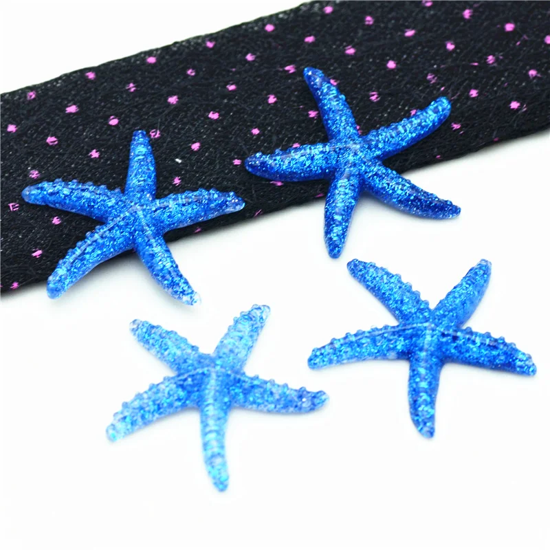 Royal Blue Resin Starfish Cabochon 40mm 10PCS HOME DIY Miniatures Flatback Sea Star Cabochons resin crafts accessories resin ornaments resin crafts miniature ornament ornament crafts