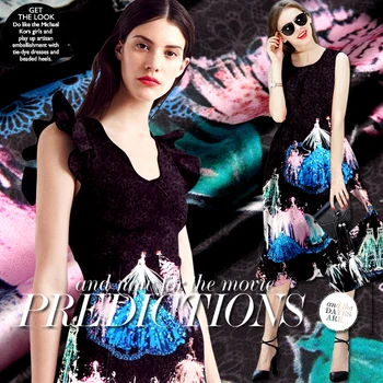 

The dance is smart. pound digital printing fabric silk silk cloth Stretch Satin clothing material Roman holiday party