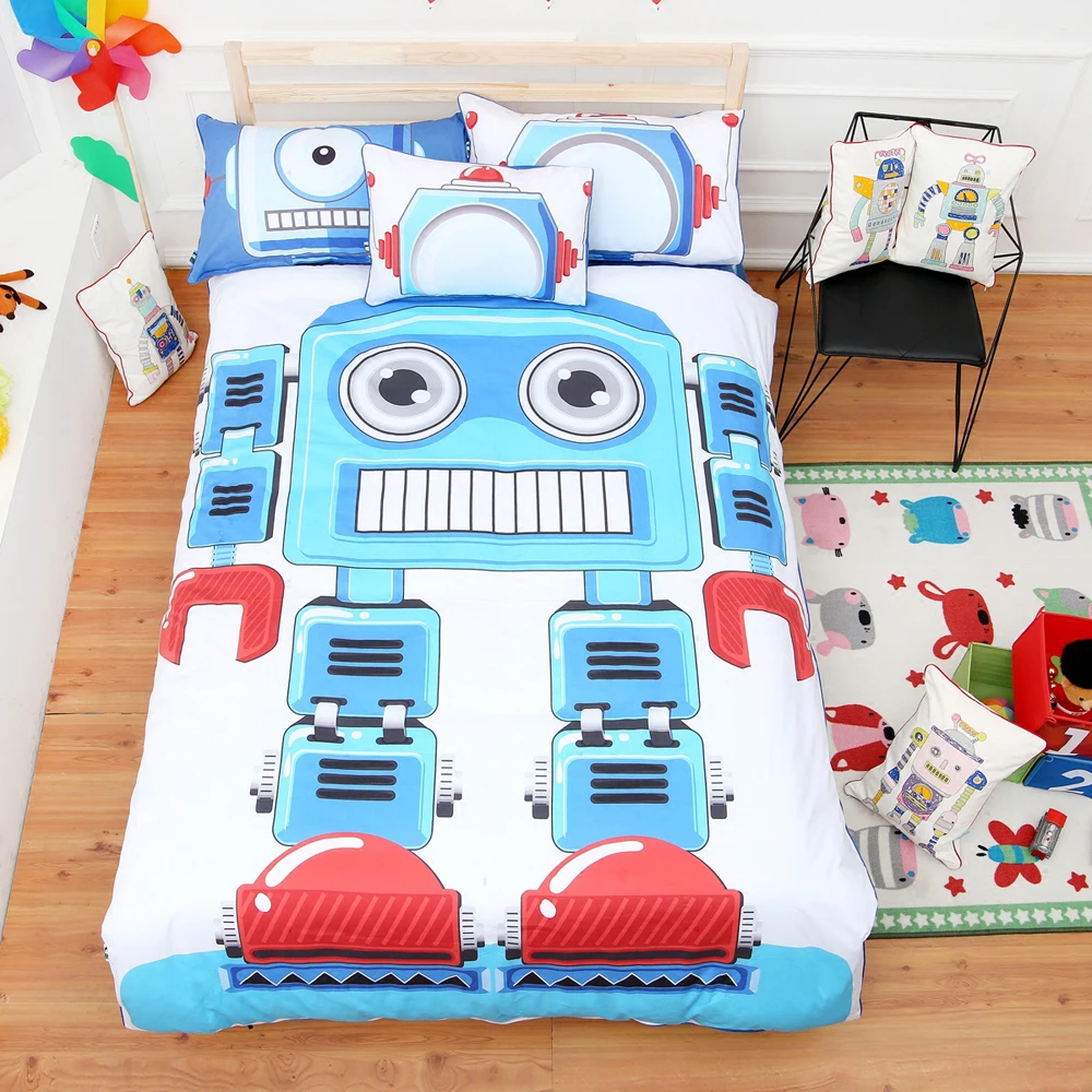 Popular Robot Beddingbuy Cheap Robot Bedding Lots From China - Cute Children's Room Cartoon Robot Pattern Blue Duvet Cover Sheet Set Cotton Reactive Dyeing popular robot beddingbuy cheap robot bedding lots from china - cute children's room cartoon robot pattern blue duvet cover sheet set cotton reactive dyeing