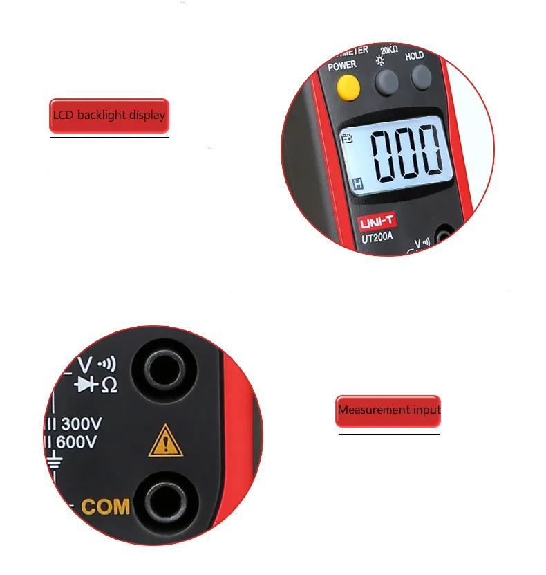 UNI-T UT200A ЖК-цифровой мультиметр-зажим с подсветкой Ом DMM AC ток AC/DC Напряжение Вольтметр Амперметр тестер сопротивления