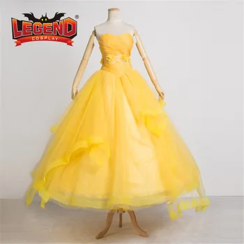 

Movie Beauty And The Beast Princess Belle yellow Dress Ball gown Cosplay Costume adult girls kids dress custom made
