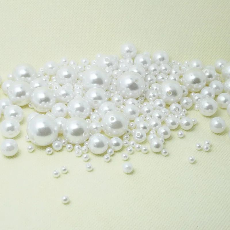 

Pick Size 4.6.8.10.12.14.16.18.20mm ABS Ivory White Imitation Pearl beads Round Acrylic Plastic Beads for DIY Child Necklace