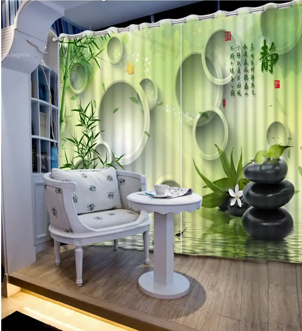 Home Bedroom Decoration Custom Curtain 3d Curtains Green