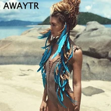AWAYTR, модный головной убор с перьями в стиле бохо, головной убор с бусинами, головной убор ручной работы для девочек, аксессуары для волос высокого качества