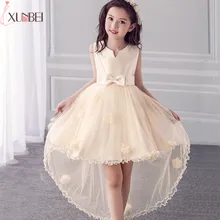 Горячая Распродажа, сатиновые Платья с цветочным узором для девочек г. Платья для причастия с аппликацией для девочек, детские платья для выпускного вечера, robe enfant fille mariage