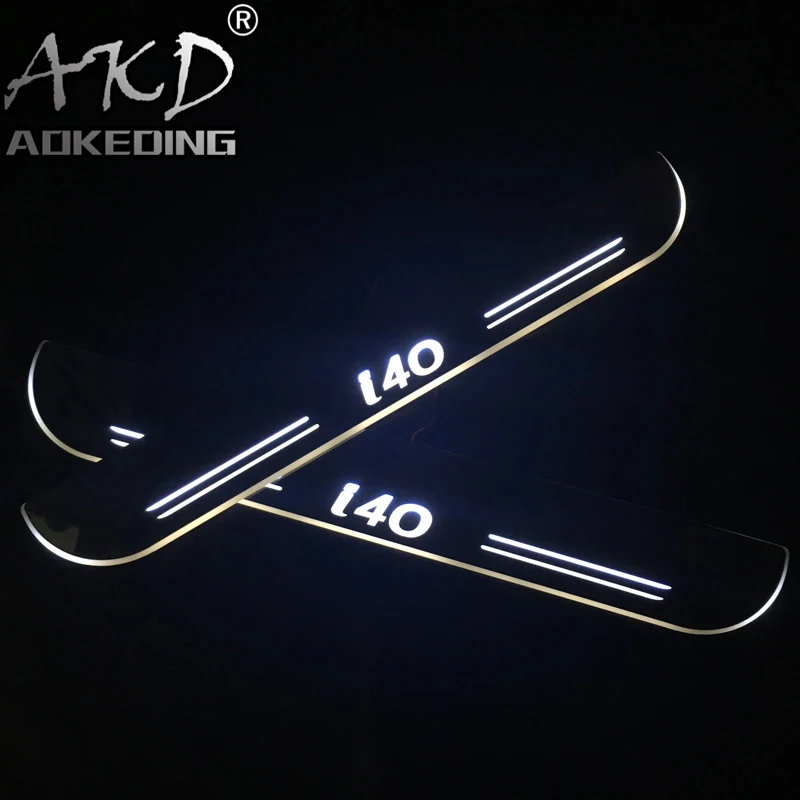 

AKD 4PCS Acrylic Moving LED Welcome Pedal Car Scuff Plate Pedal Door Sill Pathway Light For Hyundai I40 2015 2016 2017 2018