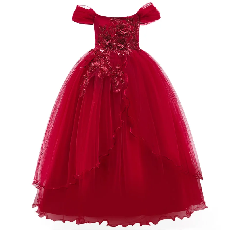 Vestidos/Вечерние Платья с цветочным узором для девочек; вышитая юбка без рукавов для маленьких девочек; платье принцессы на свадьбу; детская праздничная одежда - Цвет: picture color