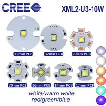 Cree xml2 XM-L2 u3 10w led chip, diodo 3.7v branco 6500k 5000 com 10 peças k emissor de cobre branco quente 20mm pcb para diy
