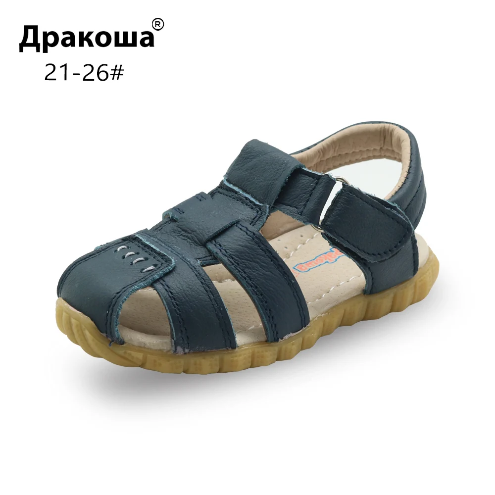 Apakowa Boy's Sandals Kids Genuine Leather Beach Shoes with Arch