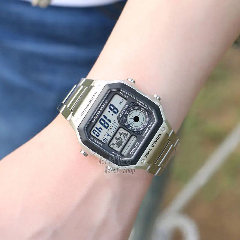 Часы Casio Взрыв часы мужские лучшие марки класса люкс LED военные цифровые часы спортивные Водонепроницаемые часы кварцевые мужские часы reloj hombre erkek kol saati montre homme zegarek meski AE-1200WHD