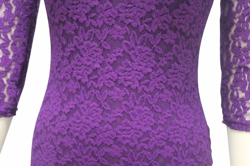 O-neck Slim One-piece Lace Dress With Three Quarter Sleeve O-neck Slim One-piece Lace Dress With Three Quarter Sleeve