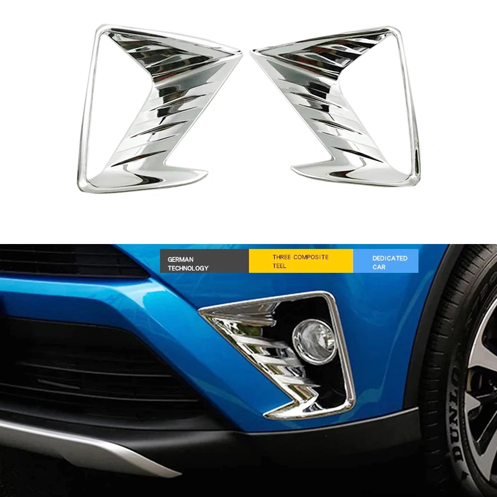 For 2016 2017 Toyota RAV4 RAV 4 Front Fog Lights Lamp Cover Trim Front Foglight Cover Frame Protector ABS Chrome Car Accessories-1