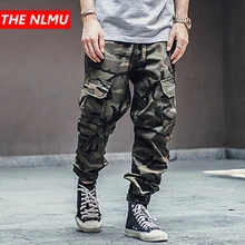 Мужские камуфляжные шаровары с несколькими карманами и эластичной резинкой на талии, Мужская Уличная одежда в стиле панк, хип-хоп, повседневные брюки для бега, мужские брюки-карго, WG141