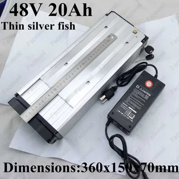 

Brand cells 48v 20ah Lithium pack thin silver fish battery 1000w 48v 20ah electric scooter 1500w rear rack battery aluminum case