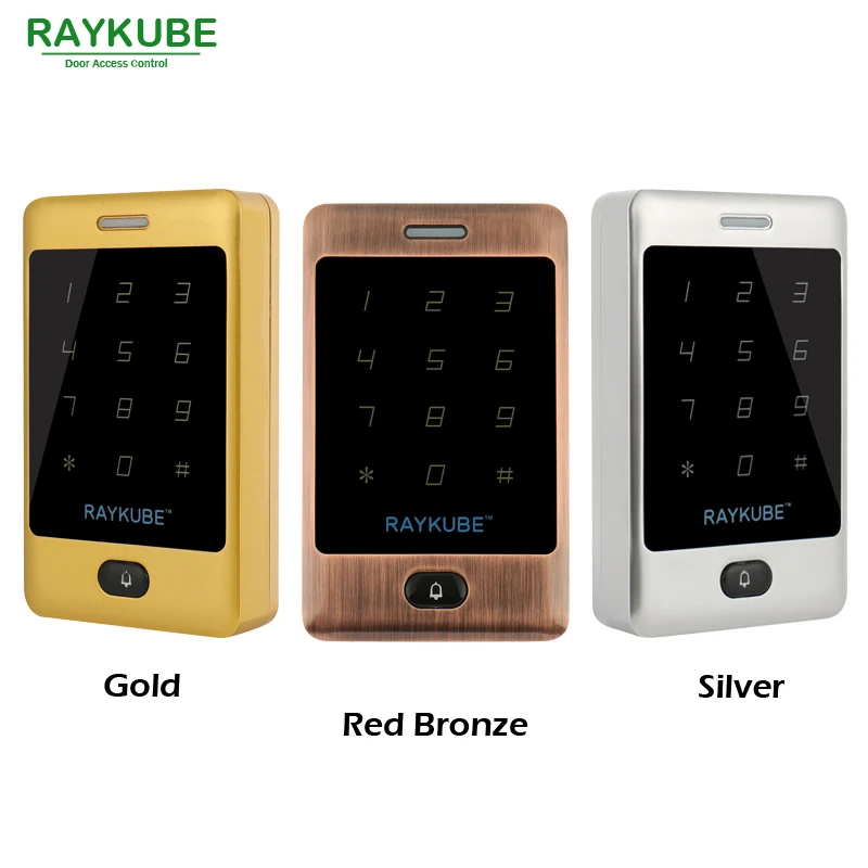RAYKUBE 125HKz считыватель отпечатков пальцев пароль сенсорная клавиатура для двери Система контроля доступа RFID Водонепроницаемый IPX3 R-T03 красная бронза