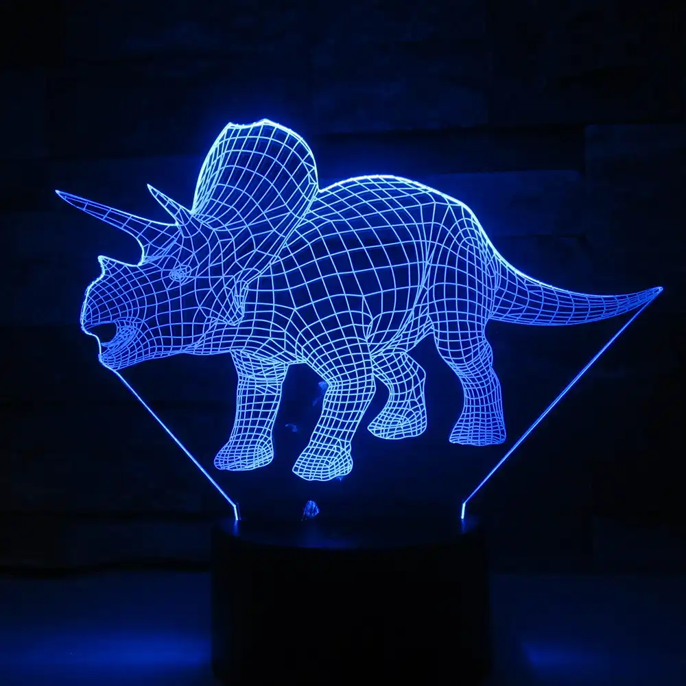 triceratops dinosaurus illusion 3d lampu 7 warna mengubah remote sentuh led lampara malam 3d anak anak bayi tidur lampu suasana