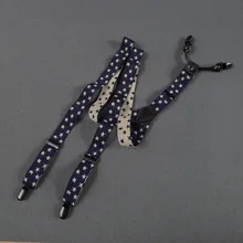 4 клипа acquard weaver подтяжка Звезда Стиль Синий подтяжка Классическая подтяжка