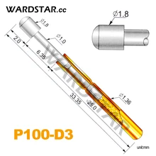 100 шт./лот P100-D3 диаметр 1,8 мм Пружинные щупы Pogo длина 33,35 мм(ход пружины Froce: 180 г