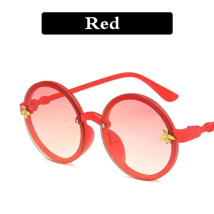 Винтажные детские солнцезащитные очки, детские круглые солнцезащитные очки с изображением пчелы, UV400, брендовые солнцезащитные очки GG, для мальчиков и девочек, Okulary gafas de sol mujer - Цвет линз: Красный
