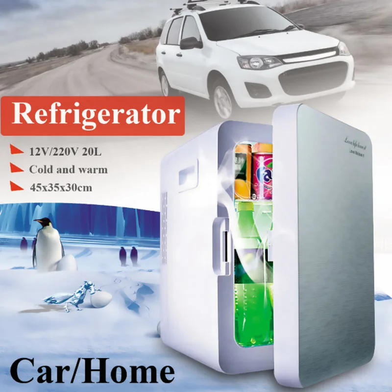 

Portable 20L Car Home Use Mini Refrigerator Cooler Warmer Dual-use Fridge Box Temperature Control 12V/220V Dormitory