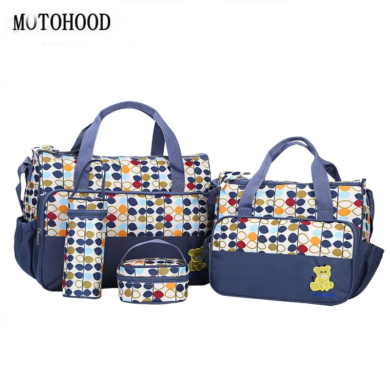  MOTOHOOD 5pcs/lot Mother Baby Bags For Mom Multifunctional Organizer Baby Maternity Nappy Changing 