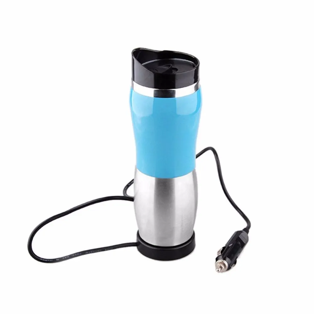 

12V Stainless Steel Water Bottle Car Auto Heating Cup Kettle 400ml Water Heater Bottle Portable Vacuum Flask Travel Electric Cup