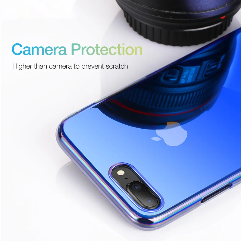 Голубой-лучевой Градиент прозрачный чехол для телефона для iPhone 11 8 7 6 6s Plus прозрачный жесткий PC задняя крышка для iPhone XS MAX XR X Coque capa