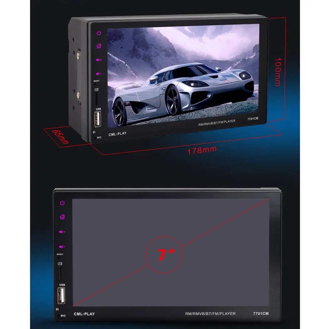 

2 din Car Radio 7" HD Autoradio Multimedia Player Touch Screen Auto audio Car Stereo MP5 Bluetooth 2 USB TF FM Camera 7701CM