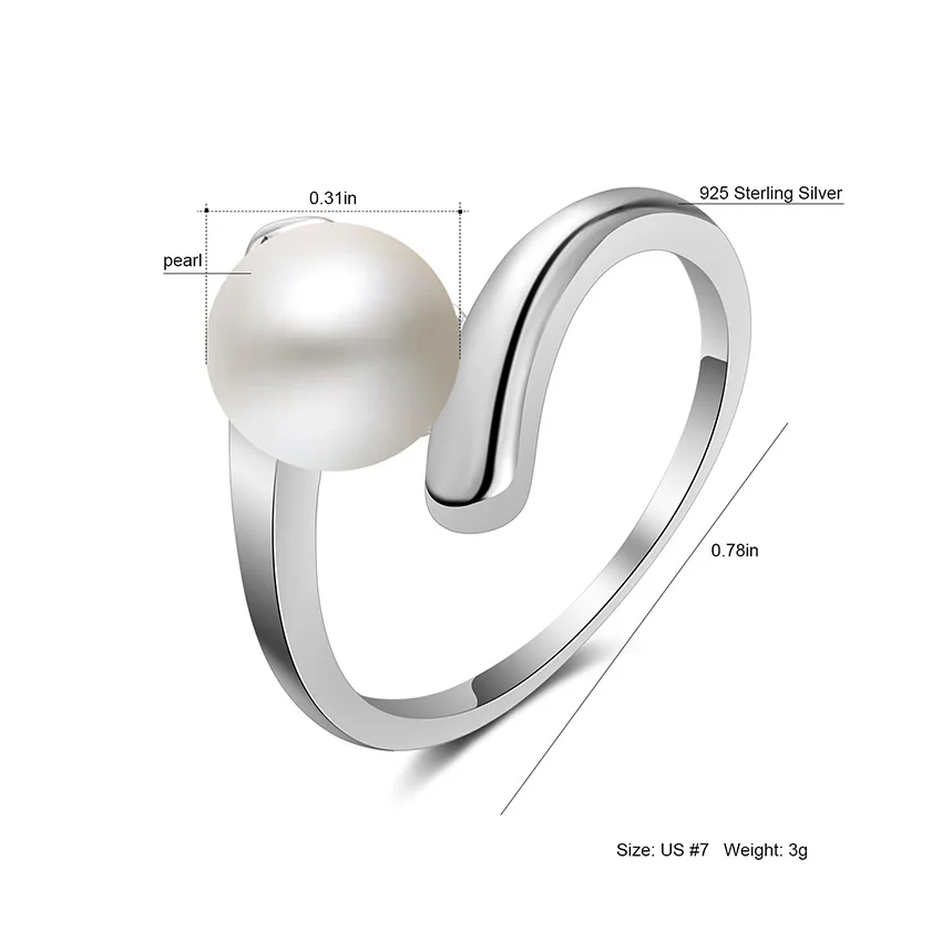 Hongye, высокое качество, 925 пробы, серебряные кольца, натуральный пресноводный жемчуг, кольца на палец, новая мода, ювелирные изделия для женщин, свадебные подарки