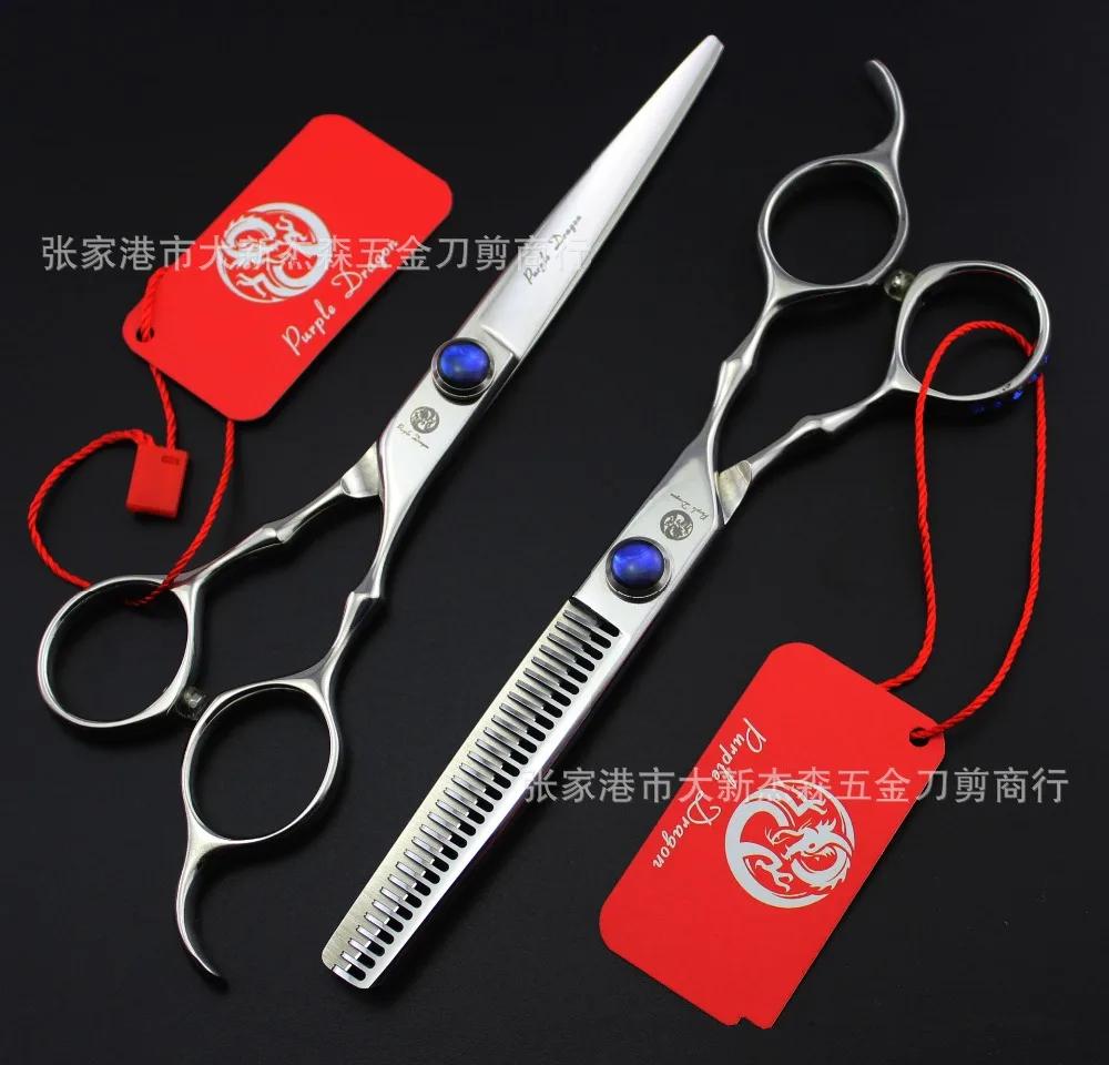 

561# 6'' Brand Purple Dragon TOP GRADE Hairdressing Scissors 440C 62HRC Barber's Cutting Scissors Thinning Shears Hair Scissors