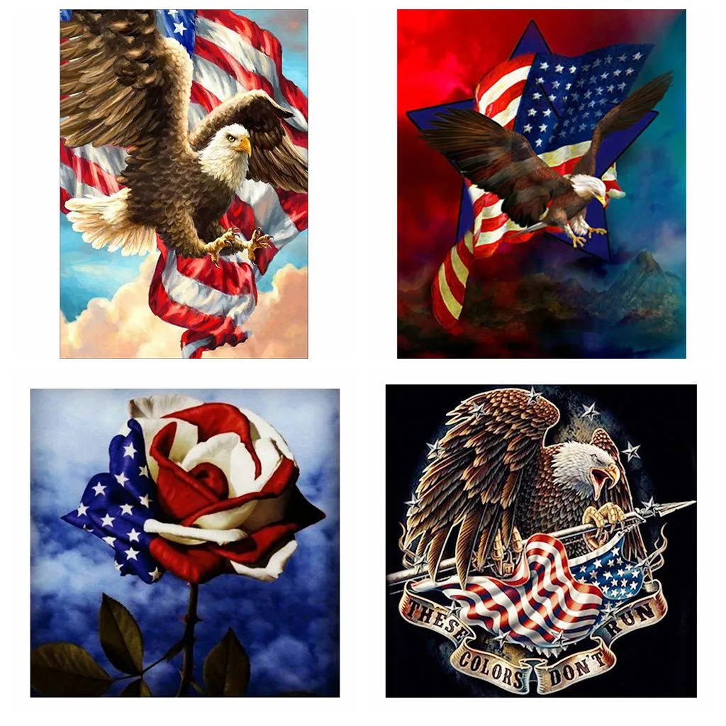 

Independence Day 5D DIY Diamond Painting Embroidery Round Diamond Scenery Cross Stitch Needlework Home Decor Round 19MAY20