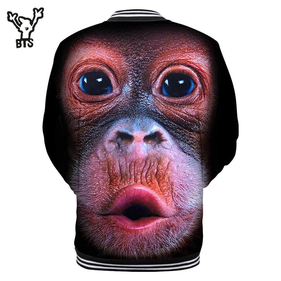 3D Gorilla крутая бейсбольная куртка горячая распродажа свитшот осень/зима модная с