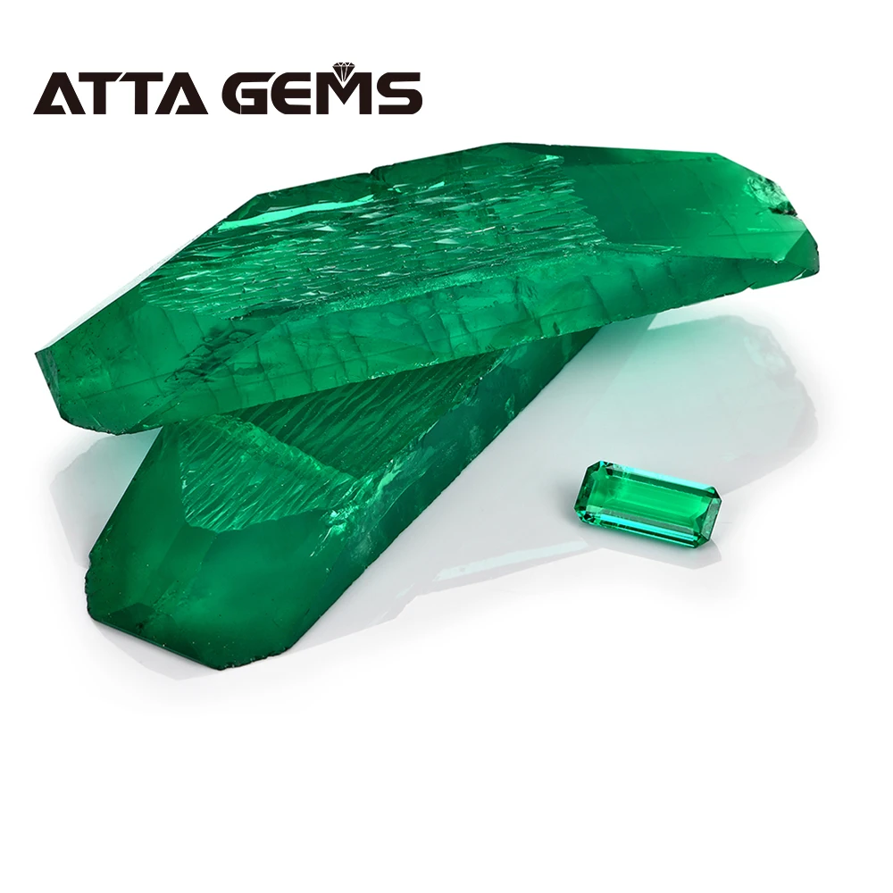 Columbian Hydrothermal Emerald Loose Gemstone Rectangle 7mm*11mm 2.6 Carats for Pendant Jewelry Design LuxuryStyle