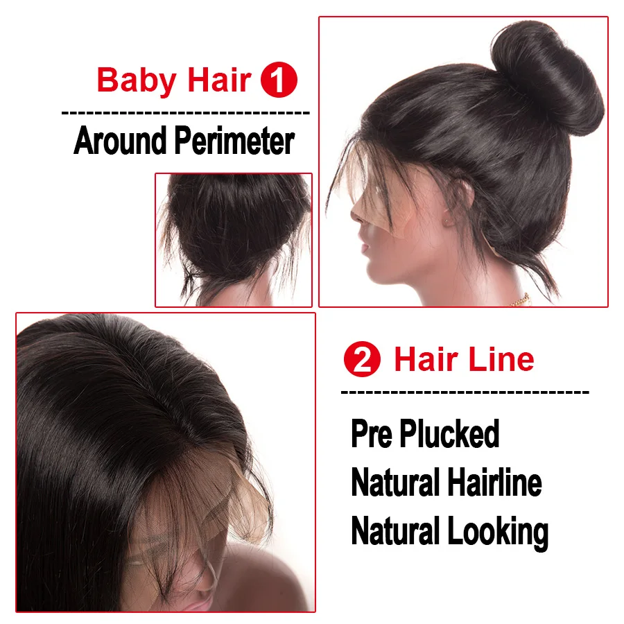 Brazilian Remy Hair Body Wave 360 Lace Frontal Wig Pre Plucked With Baby Hair Natural Black Lace Front Human Hair Wigs For Women (21)