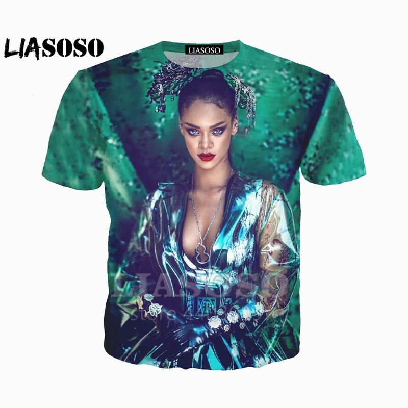 

LIASOSO New Singer Rihanna Tees 3D Print t-shirt/Hoodie/Sweatshirt Unisex streetwear Harajuku Music Hip hop Tops hoodies A051-81