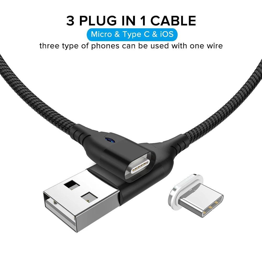 Магнитный USB кабель типа C 3а провод для быстрой зарядки 3 в 1 провод магнит 1 м нейлоновое зарядное устройство Kable для samsung Galaxy S10 S9 S8 Note 9 8