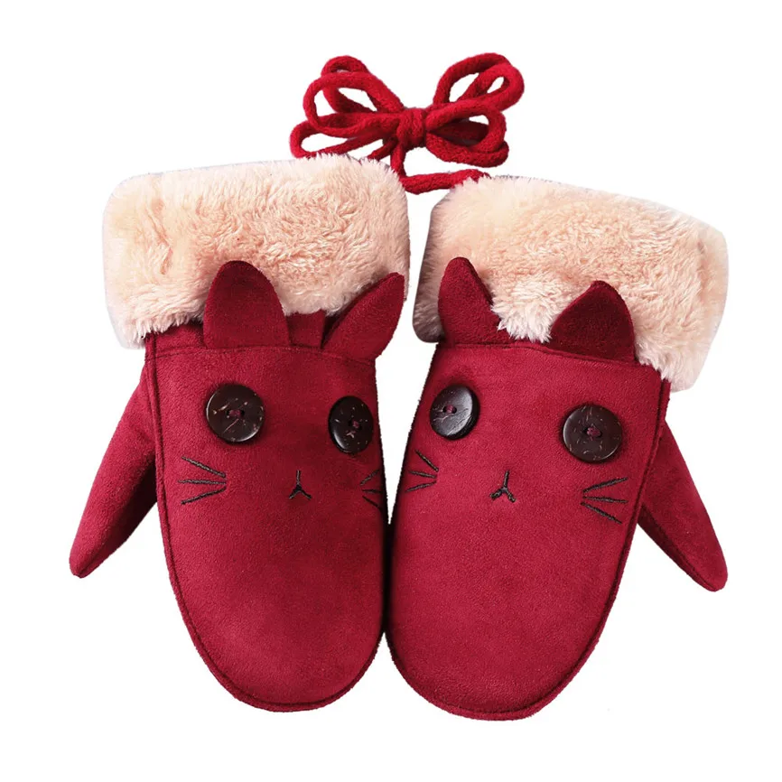 Варежки для новорожденных мальчиков и девочек, детские перчатки из искусственной замши, зимние теплые перчатки для малышей, Прямая поставка 922 - Color: Red