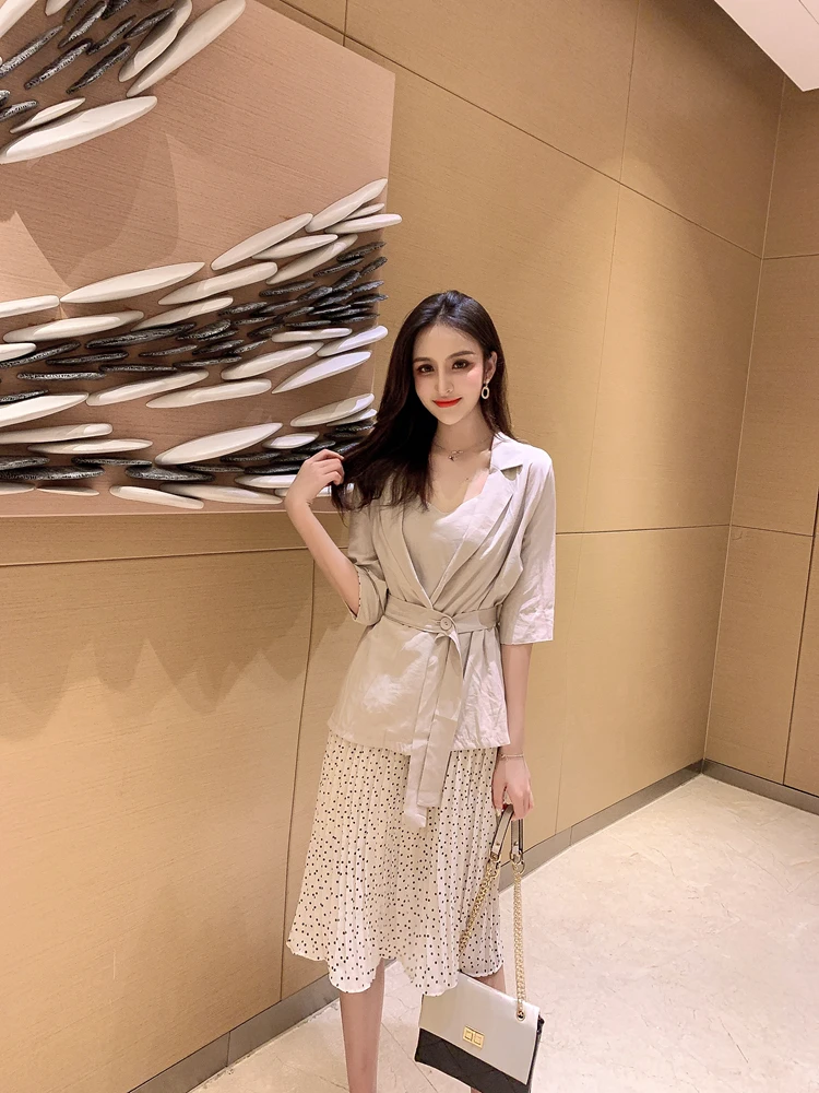 

Summer new stitching dress + thin coat sun protection suit