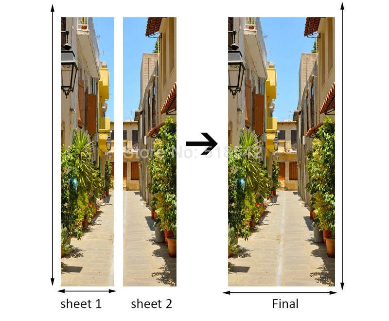 3D самоклеющиеся дверные наклейки на стену ПВХ водонепроницаемый вид на улицу города плакат своими руками съемные двери гостиной самоклеящиеся обои