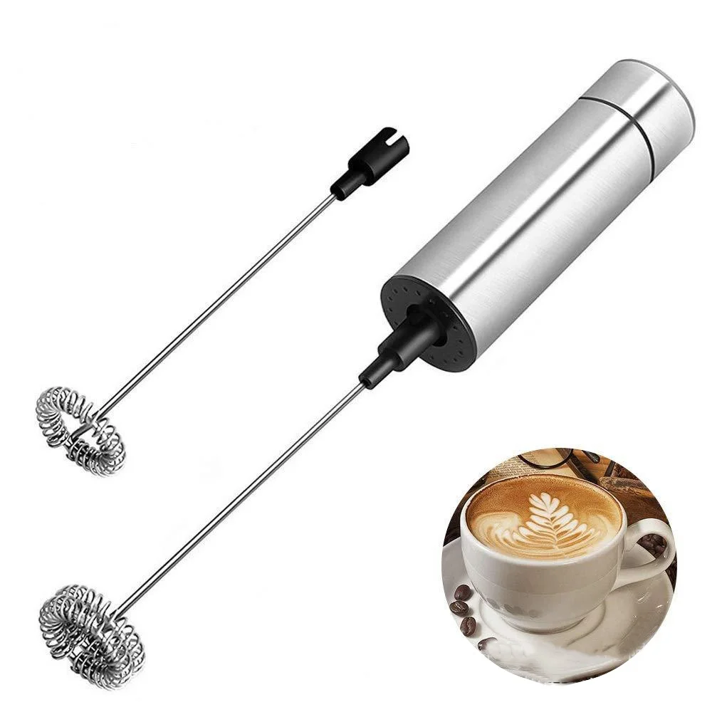 

2019 New Stainless Steel Electric Milk Frother 2 Whisk Hand Milk Foamer Kitchen Mixer for Coffee Cappuccino Beater with Stand
