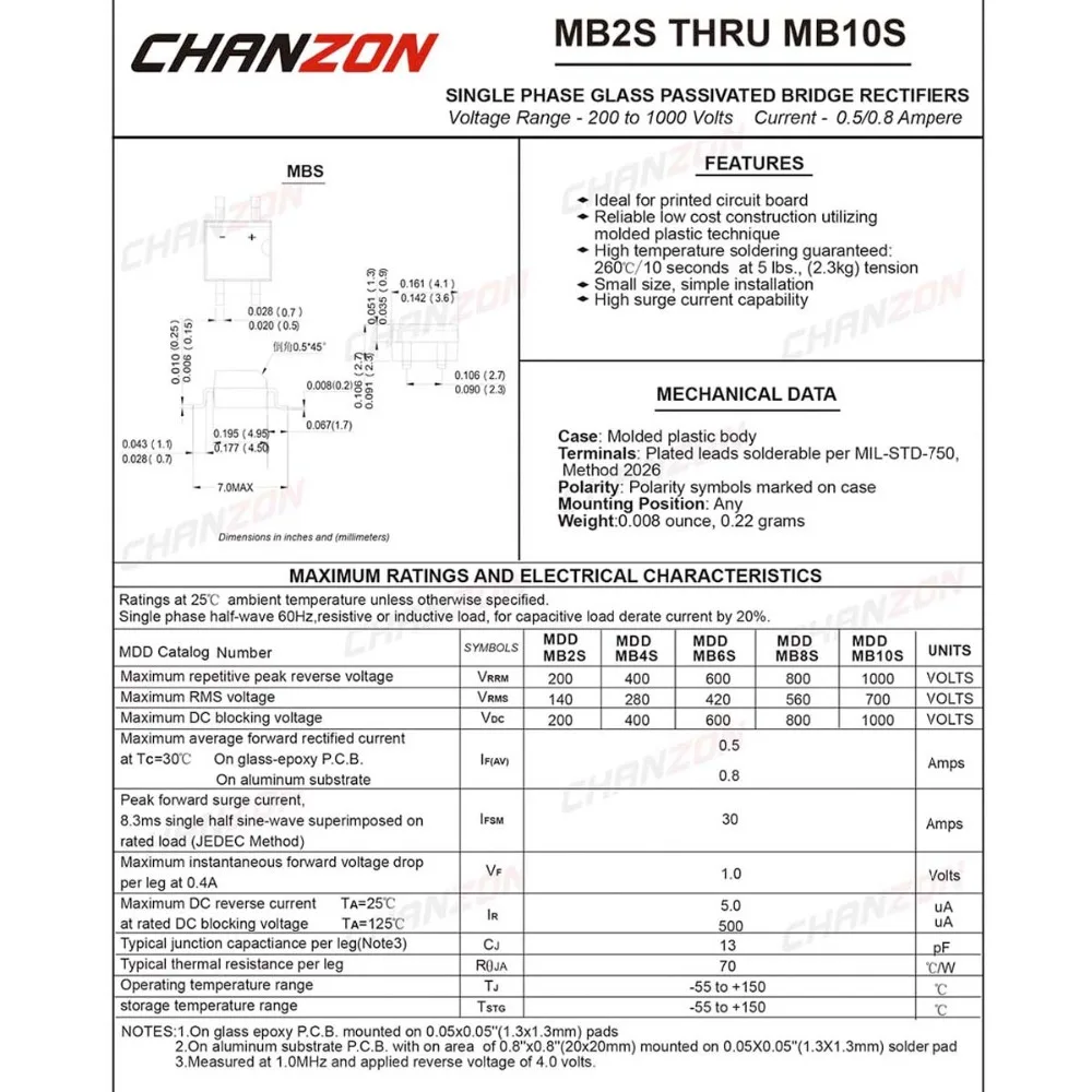 100 шт. MB6S SMD мостовой выпрямитель диод 0.5A 600 в MBS(SOIC-4) однофазный 0,5 Ампер 600 вольт MB 6S кремниевые диоды