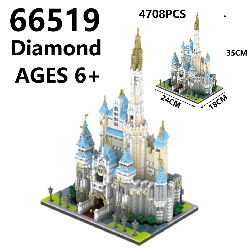 

Famous Architecture Amusement Princess Dream Park Big Castle 3D DIY Mini Diamond Building Blocks Toy